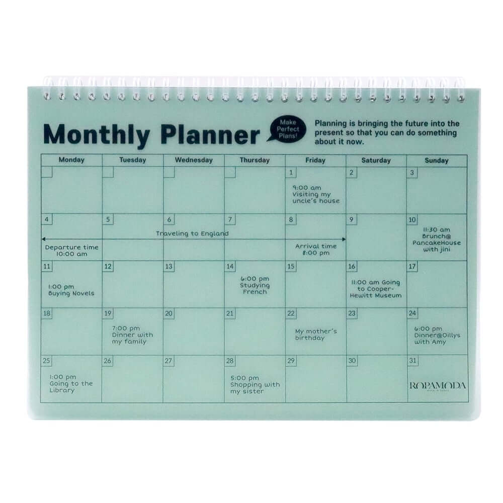 สมุดแพลนเนอร์ PP month planner สีเขียว